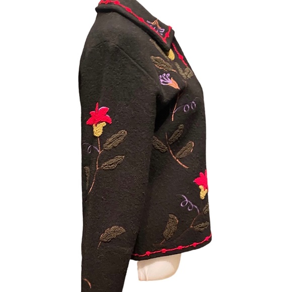 Tally-Ho Boiled Wool Blazer with Embroidered Crewel Work - Picture 4 of 7